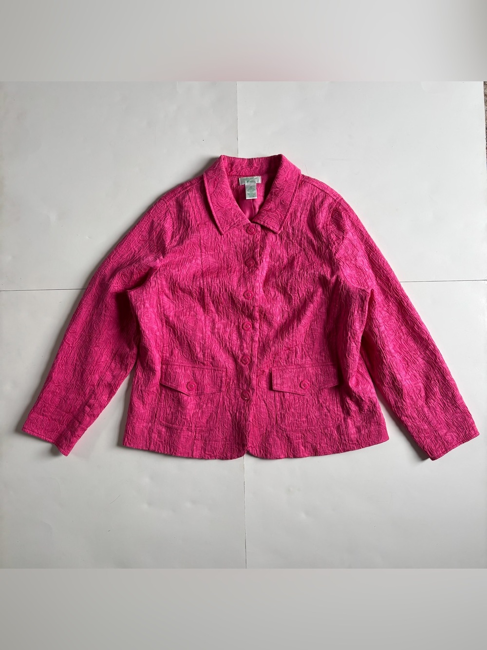 Laura Ashley Vibrant Pink Textured Button Jacket